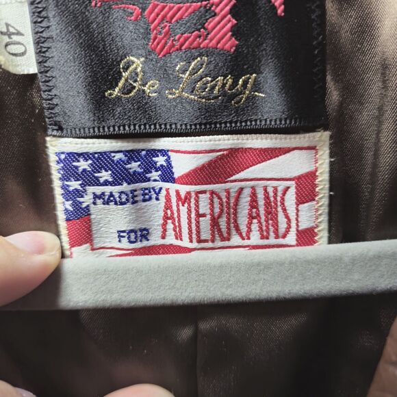 Delong Glove‎ Cowhide Leather Coat Jacket USA Retro 70’s Belted. Size 40 Vintage - Picture 3 of 8